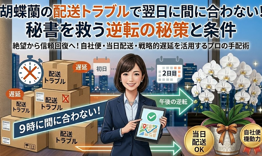 胡蝶蘭の配送トラブルで翌日に間に合わない!秘書を救う逆転の秘策と条件