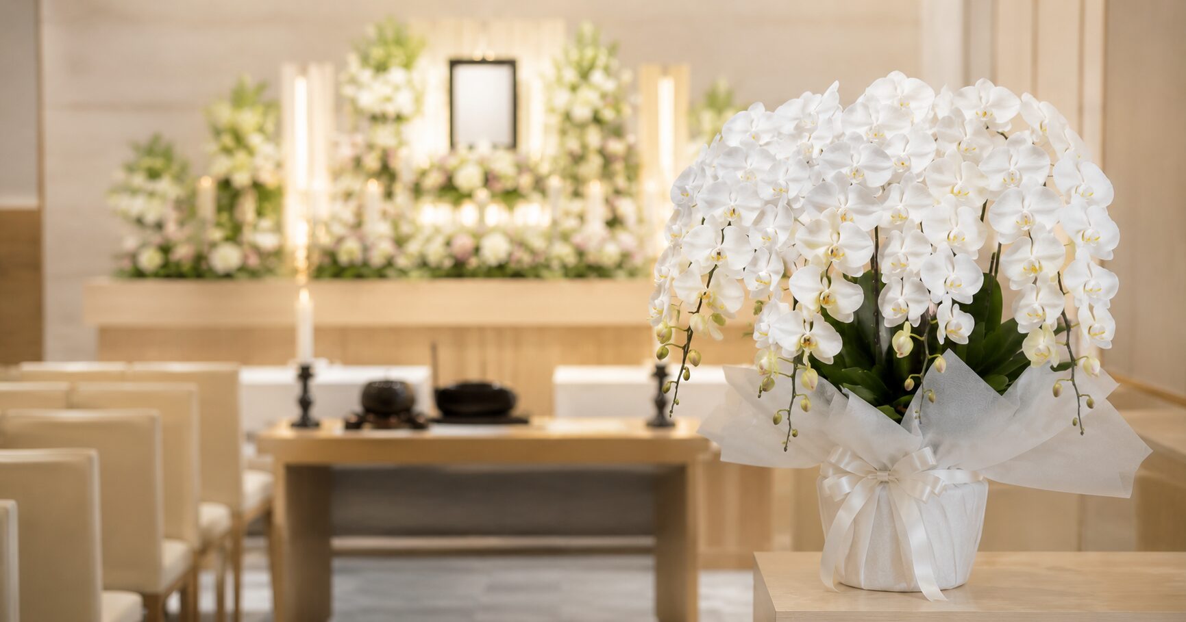 胡蝶蘭の花言葉と葬式・お葬式での意味|白い胡蝶蘭を供える理由と色別マナーを解説